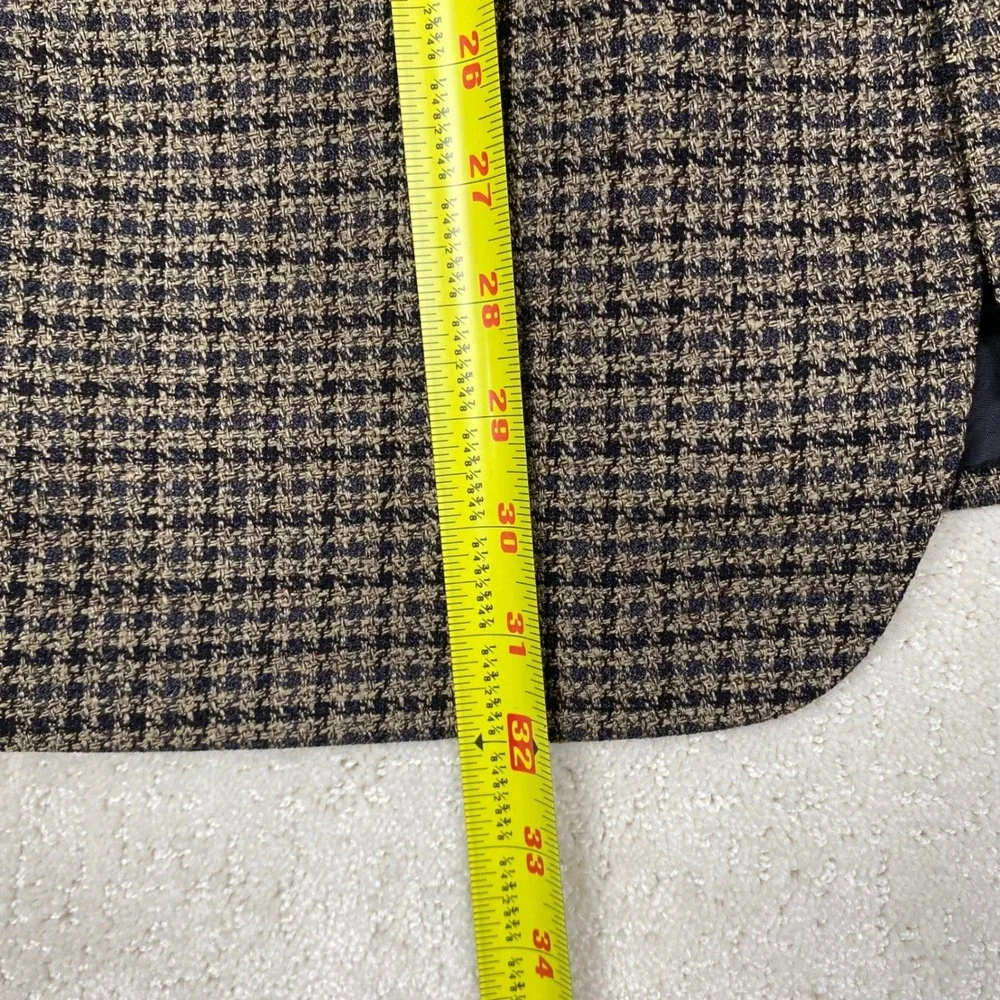 VTG Vito Rufolo Blazer Mens 44 Brown Silk Wool Houndstooth Made in Italy Lessona
